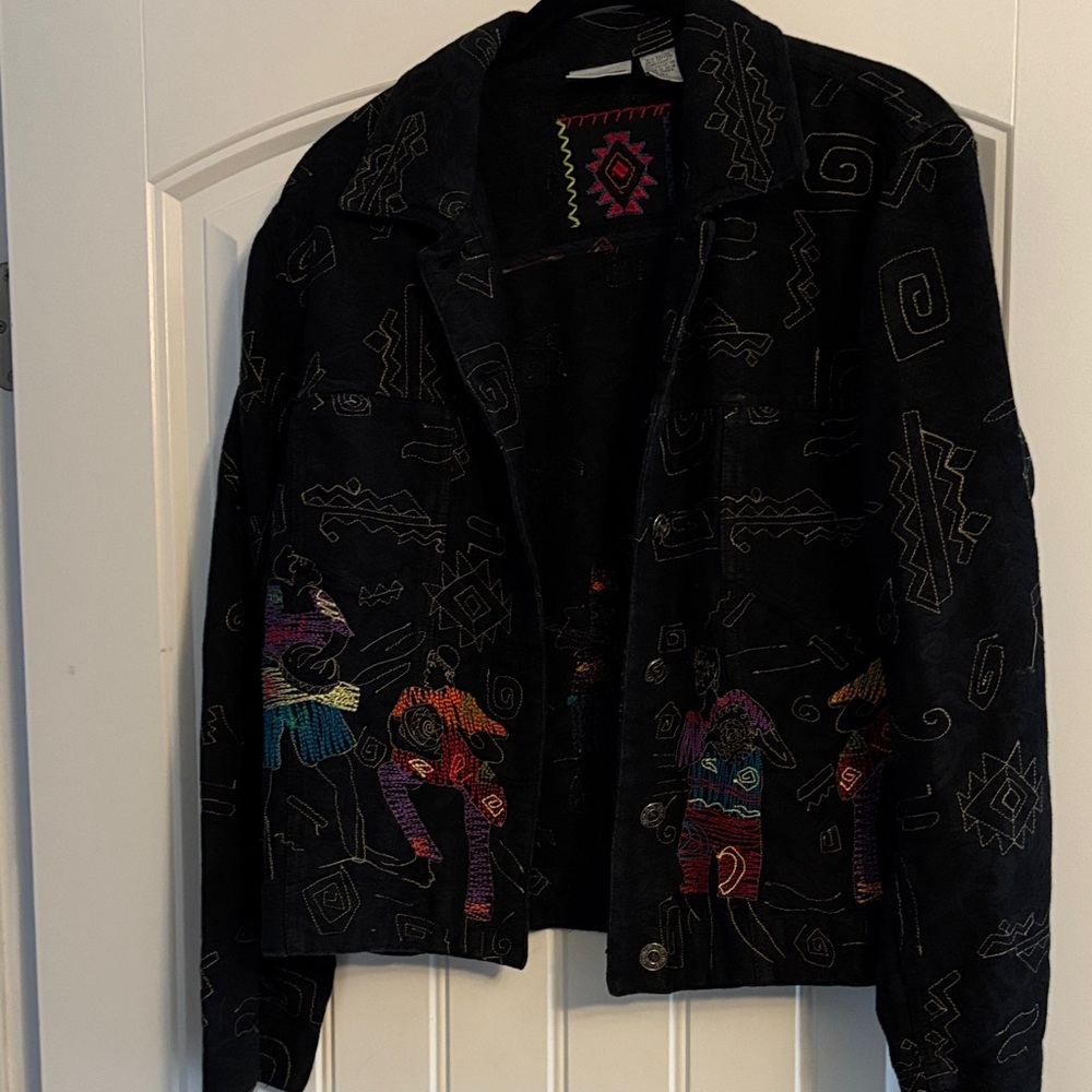 Chico's Black Multicolor Patterned Blazer - image 1